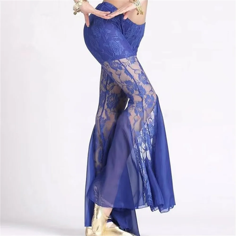 Women Belly Dance Lace Pants Tribal Harem Costume Crystal Cotton Black Red Yellow Pink M/L Free Shipping