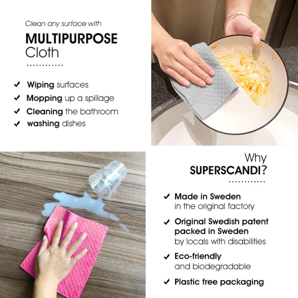 10Pcs Colorful Cellulose Sponge Cloth Flexibility Reusable Durable Cleaning Rag Square Ultra Absorbent Dish Towels Kitchen