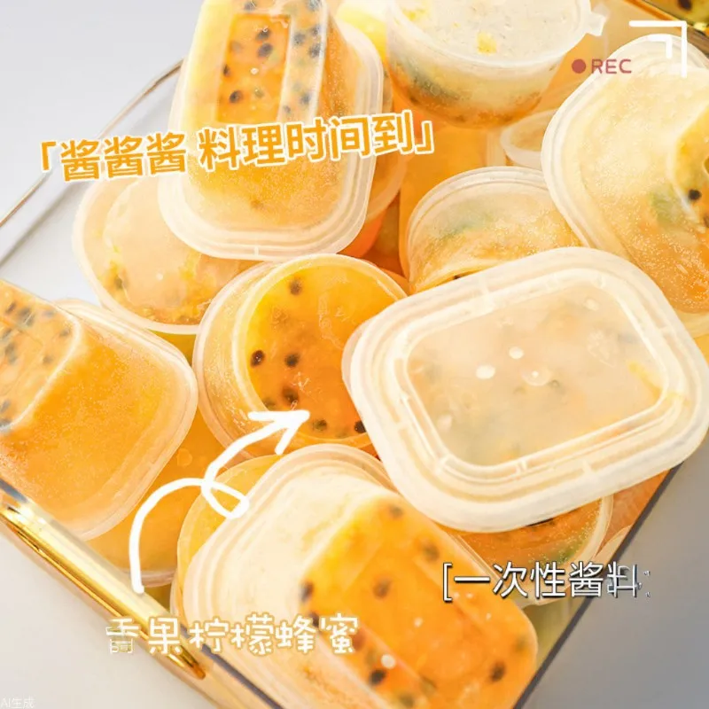 Caja de condimentos de jugo de fruta de uso único, contenedor de salsa de limón y naranja dorada, congelador, organizador de cubitos de hielo, suministro para el hogar