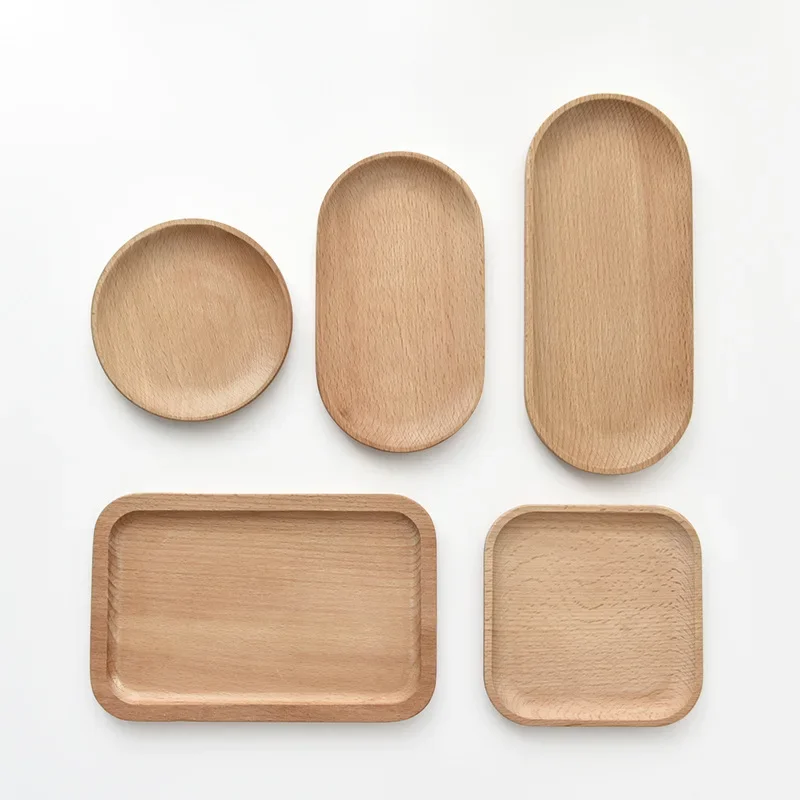 

1Pc Japanese Tableware Wooden Plate Beech Oval Tray Mini Solid Wood Small Plate Children's Whole Wooden Plate WoodenPlate 18cm