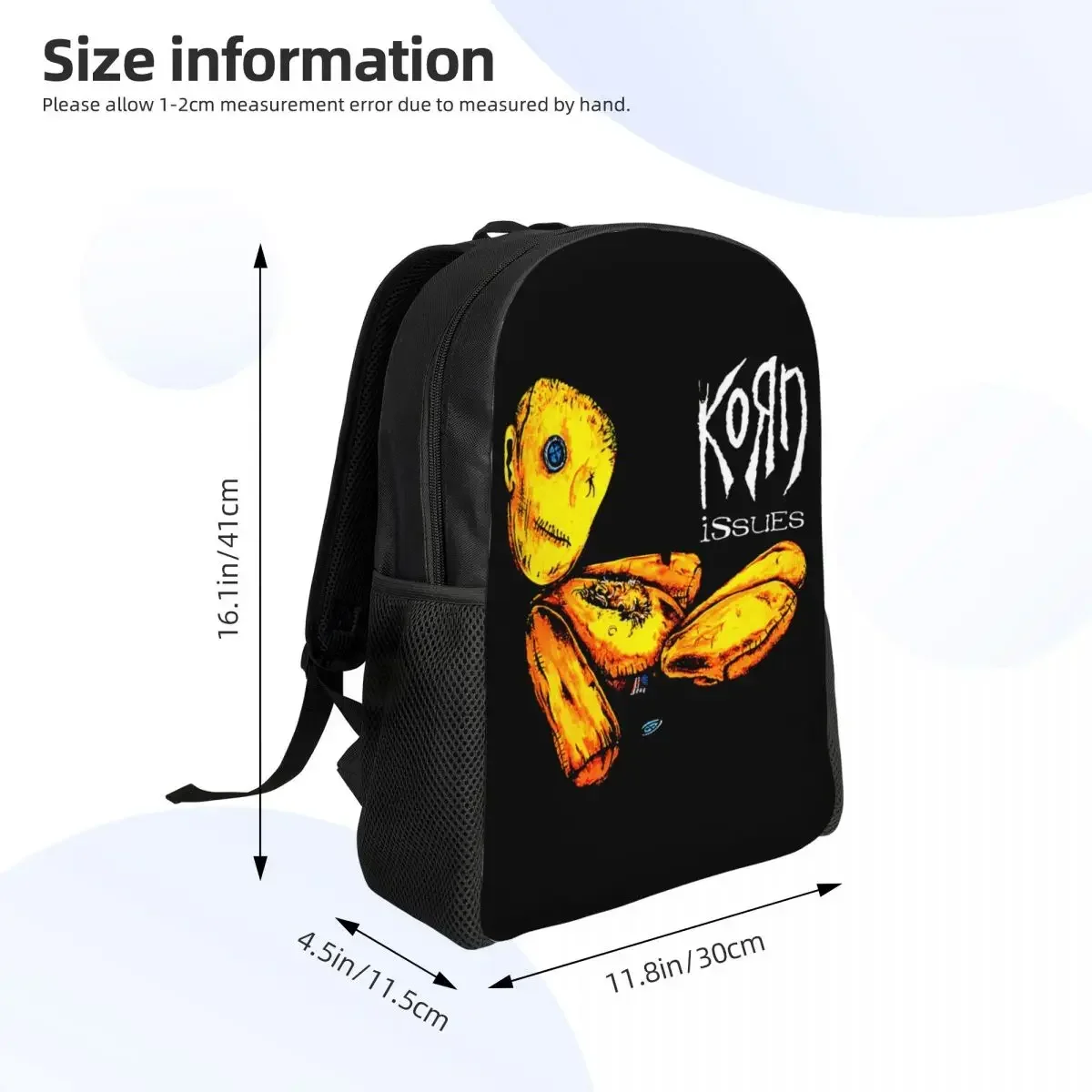 Custom Korns Heavy Metal Music Hard Rock Roll Backpack for Women Men Water Resistant College School Band Bag Printing Bookbag