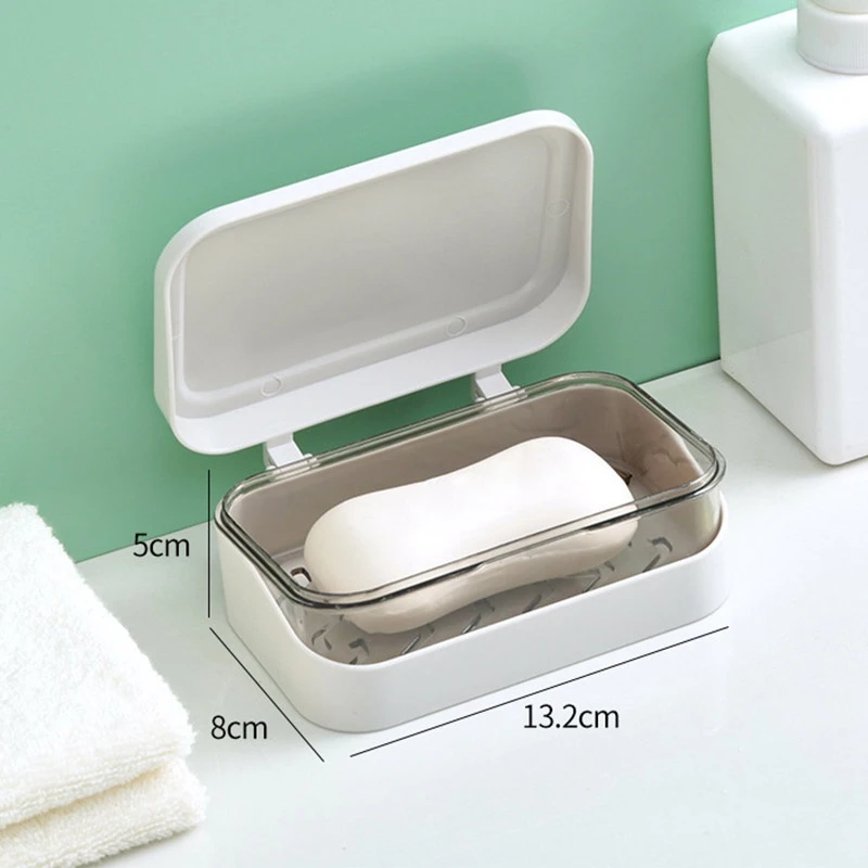 Double Layer Soap Box Travel  Soap Dish with Drainage System Transparent Storage Container for Bathroom Useful Pink Blue White