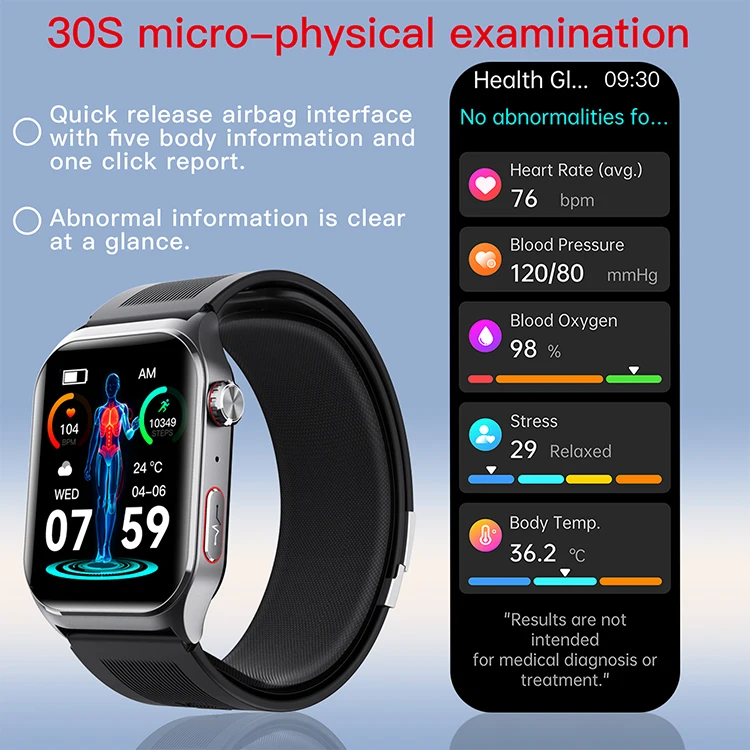 2025 Multi Sport Modes IP67 Waterproof 2.1 Inch IPS Screen Air Pump Blood Pressure F520 ECG Health Tracker Smart Watch