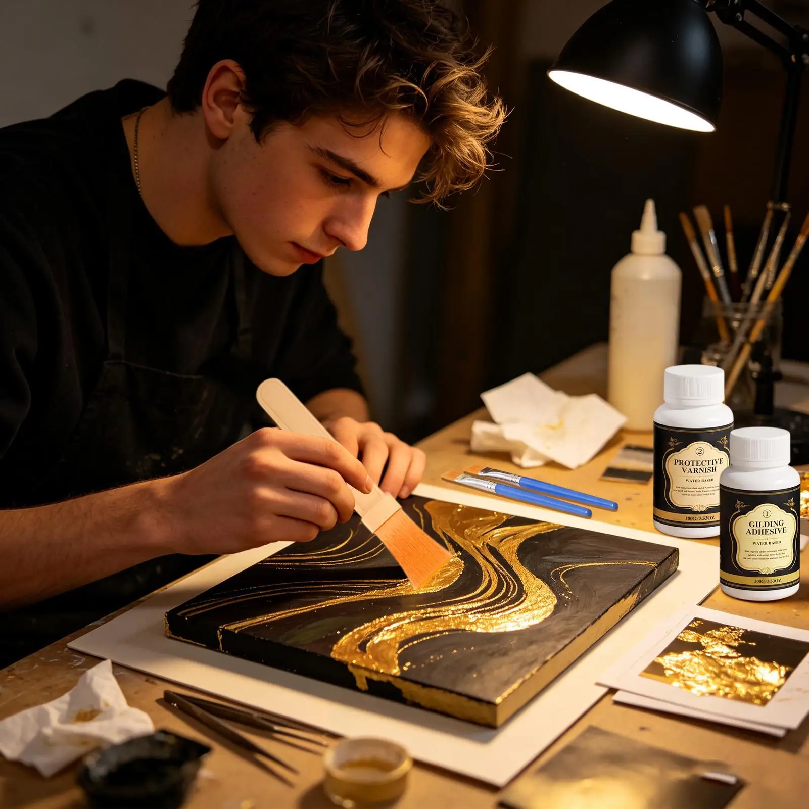 Gilding Adhesive Water-Based Long-Lasting DIY Gilding Crafts Gold Leaf Glue for Home Furniture Jewelry Crafts Art Painting