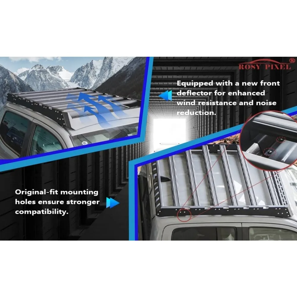 سلة البضائع لـ 2005-2023 تويوتا تاكوما كابينة مزدوجة 4dr حامل سقفي سلة قضبان متقاطعة #4