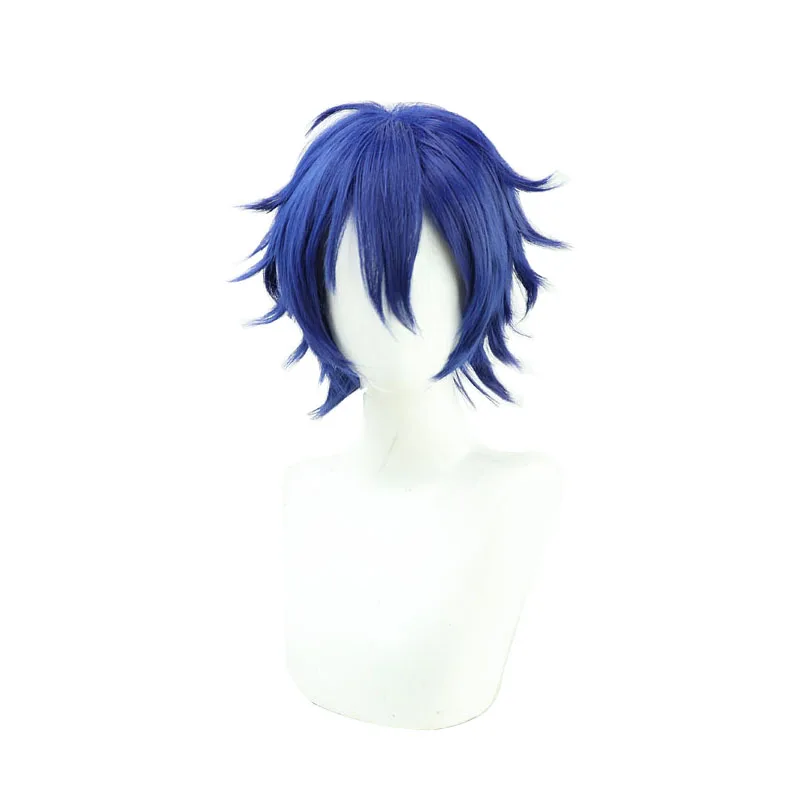 Synthetische Haar Leos Vincent Cosplay Perücken Anime Virtual YouTuber Leos Vincent 30 cm kurze dunkelblaue Herrenperücke hitzebeständig