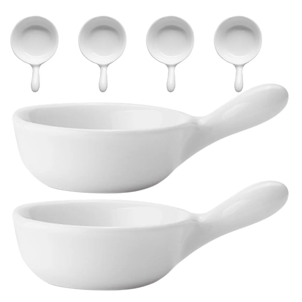 

6Pcs Elegant Ceramic Condiment Cups Handles Ketchup Soy Sauce Dipping Seasoning Bowls for Home Parties and Bbq