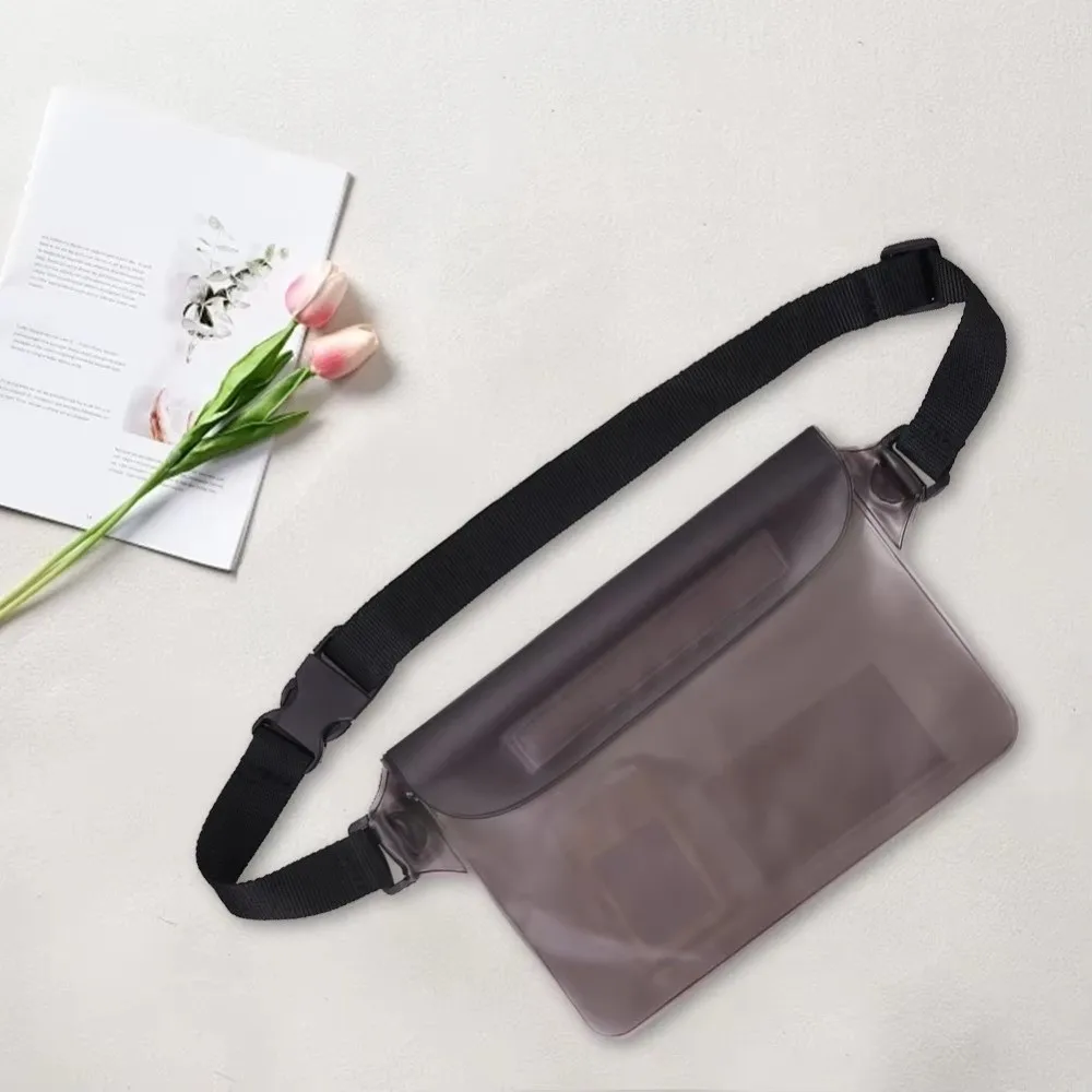 Transparent Waterproof Waist Bag 3 Layer Protection Adjustable Swimming Bag Large Capacity With Waist Strap Rafting Waist Pack
