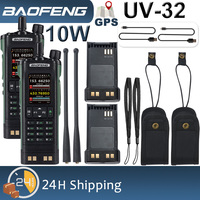 2PCS BAOFENG UV-32 GPS 10W Walkie Talkies Long Range Bluetooth Phone APP Programming 999CH Multi Band Fast Scan Frequency Type-C