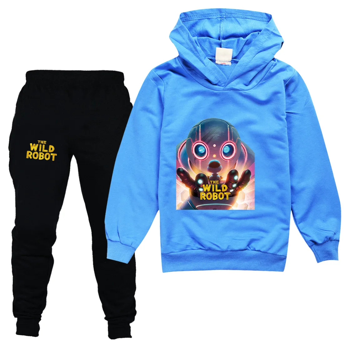 Kids Clothing Sets Boys Girls Cartoon The Wild Robot Costume Spring Long Sleeve Hoodies and Pants Children Pullover Tracksuit