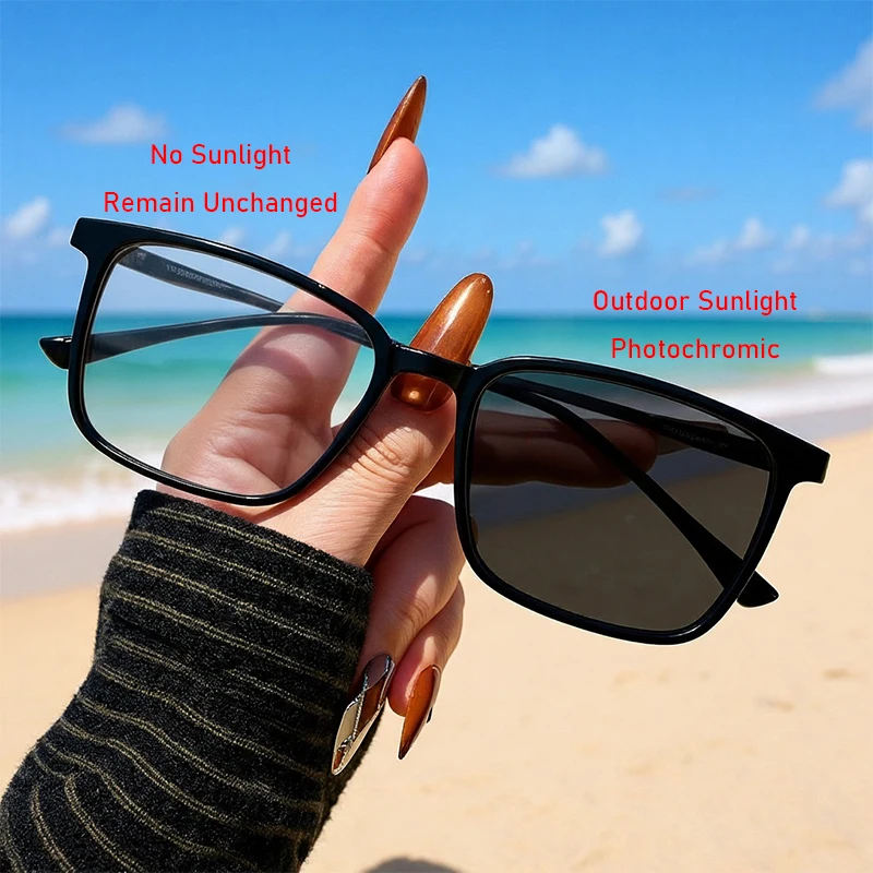 

Photochromic Anti-blue Light Glasses For Men Women Fashion Classic Rectangle Eyeglasses Outdoor Photography Accessory Eyewear