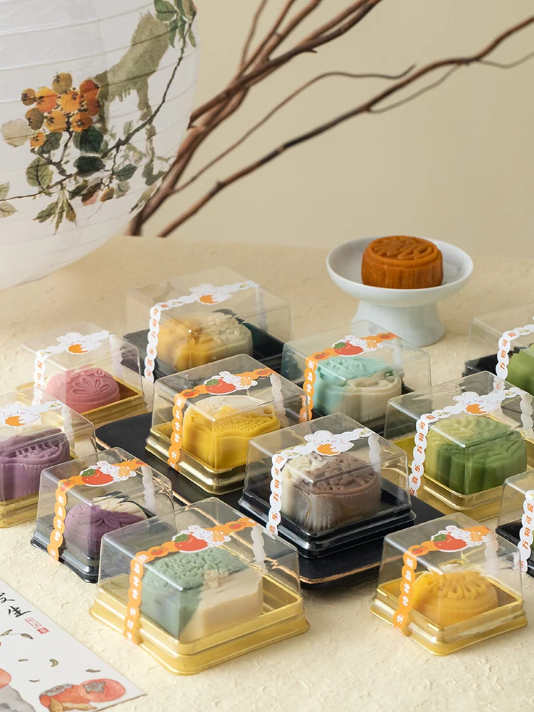 Square Plastic Absorption Box Single Particle 80g Mooncake Packaging Box Kitchen Baking DIY Utensils Mooncake Box for Baking ...