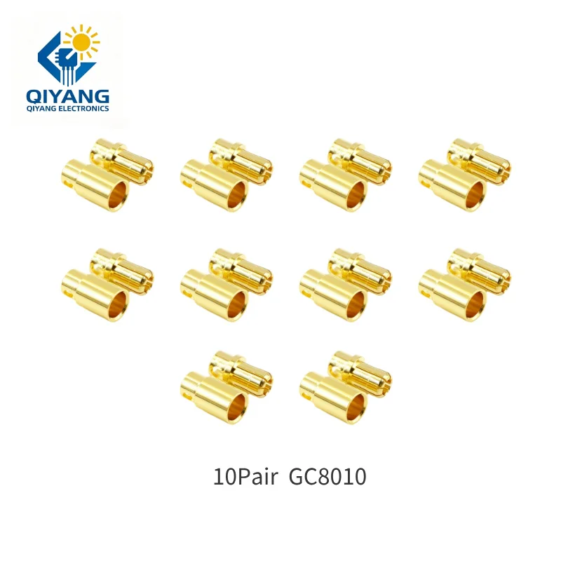 10pcs Amass GC8010-M/F Banana Plug 8.0mm Model Aircraft Gold-Plated Connector Electromechanical Call