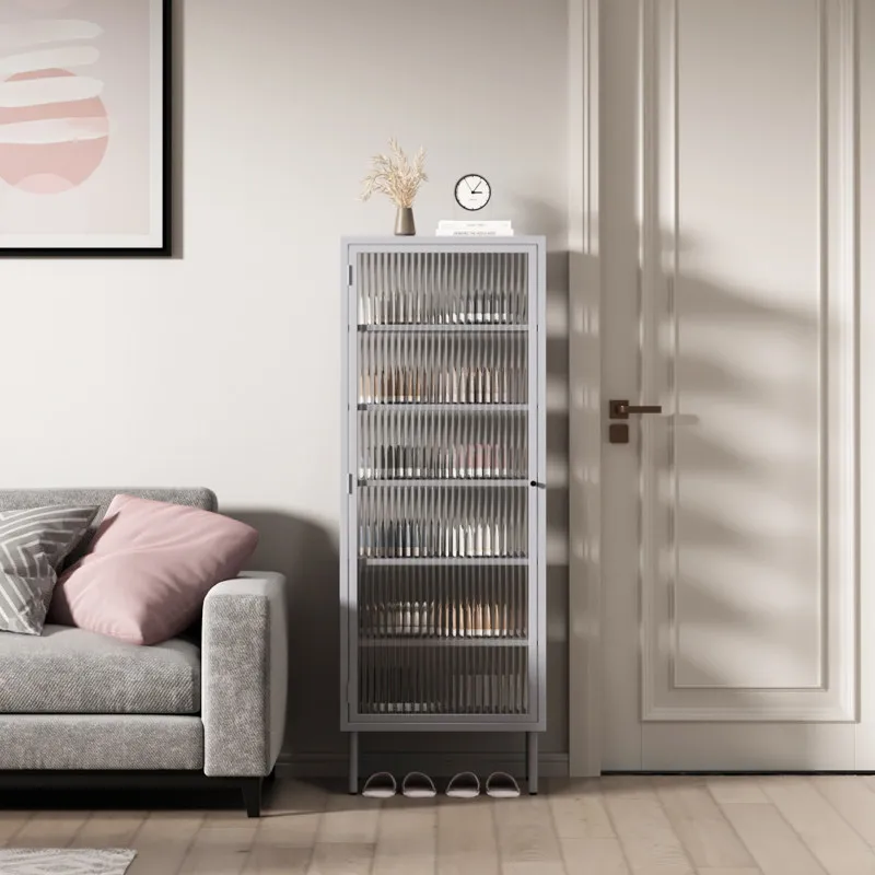 Light luxury vertical Changhong glass shoe cabinet ultra-narrow Internet celebrity small apartment high shoe rack wrought iron d