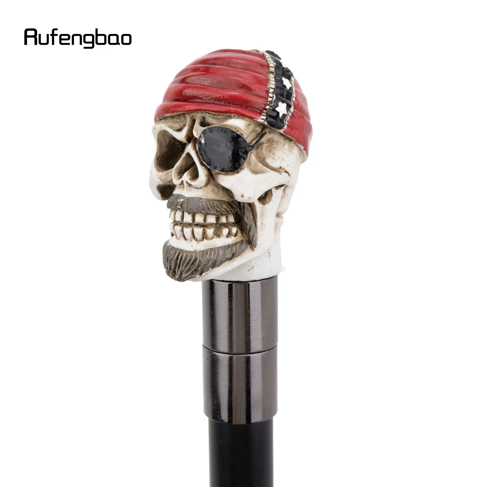 Weißer Harz-roter Hut, Totenkopf-Kopf, Gehstock, modisch, dekorativer Stahlstab, Gentleman, elegant, Cosplay, Gehstockknopf, Crosier, 93 cm