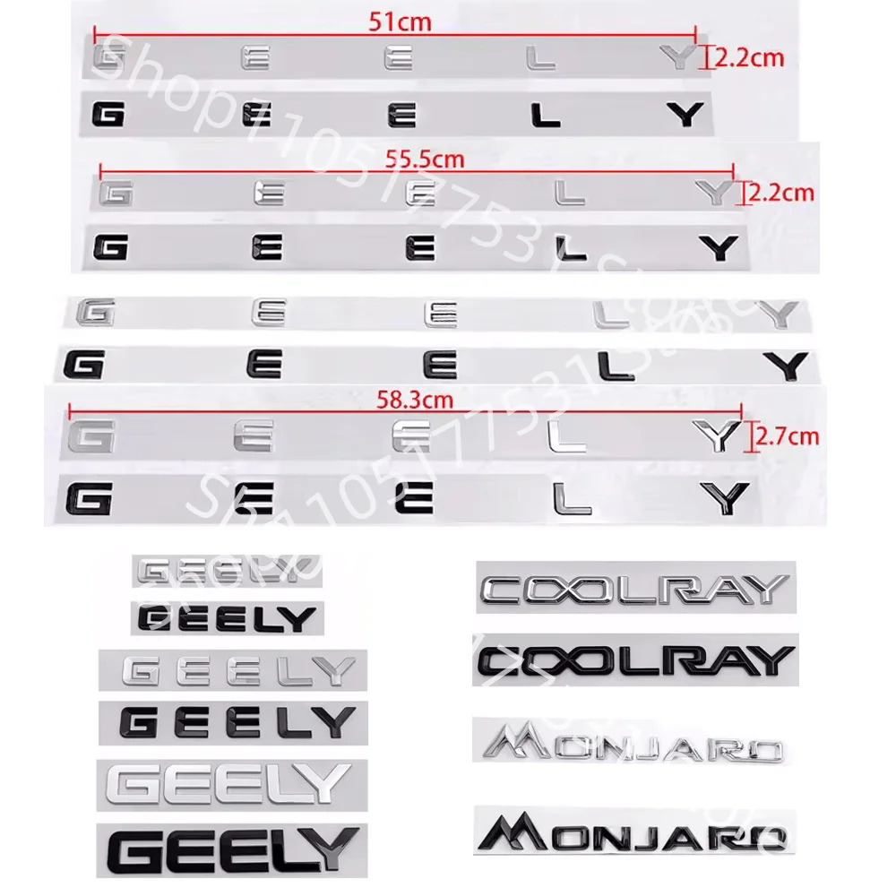 GEELY letter Label Badge trunk Car stickers for Geely Series Atlas EmgrandGT monjaro coolray modified body rear boot logo