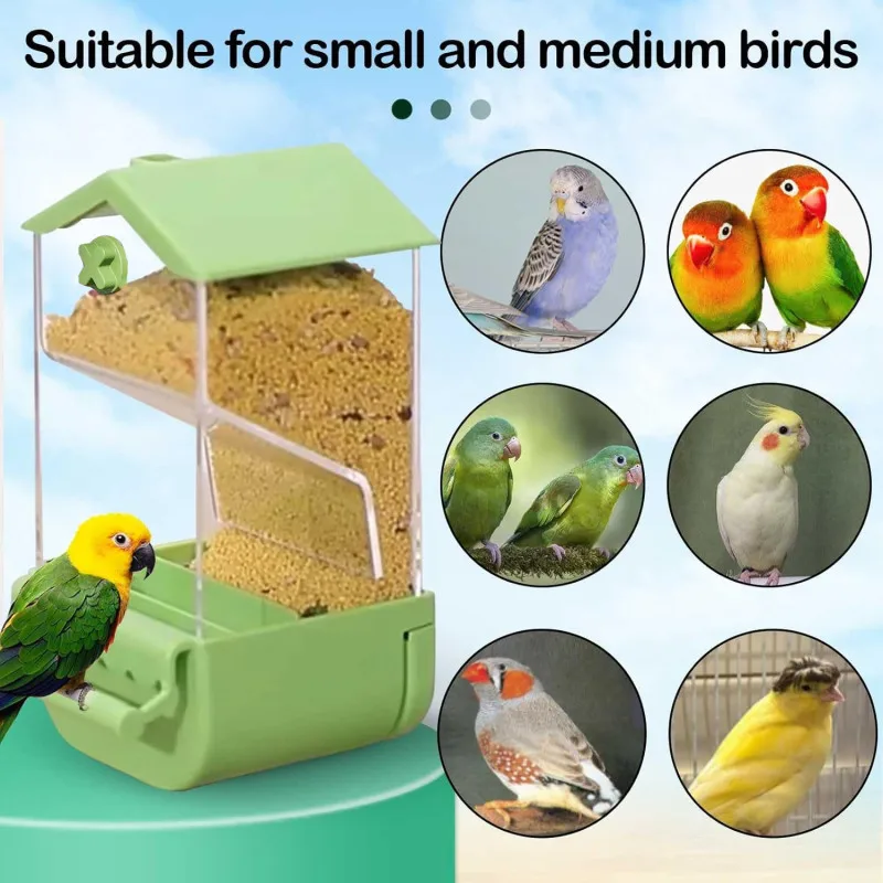 

Parrot Automatic Feeder Xuanfeng Tigerskin Parrot Food Box AntiSpreading Splashproof Hanging Feeding Cage Bird Feed Container