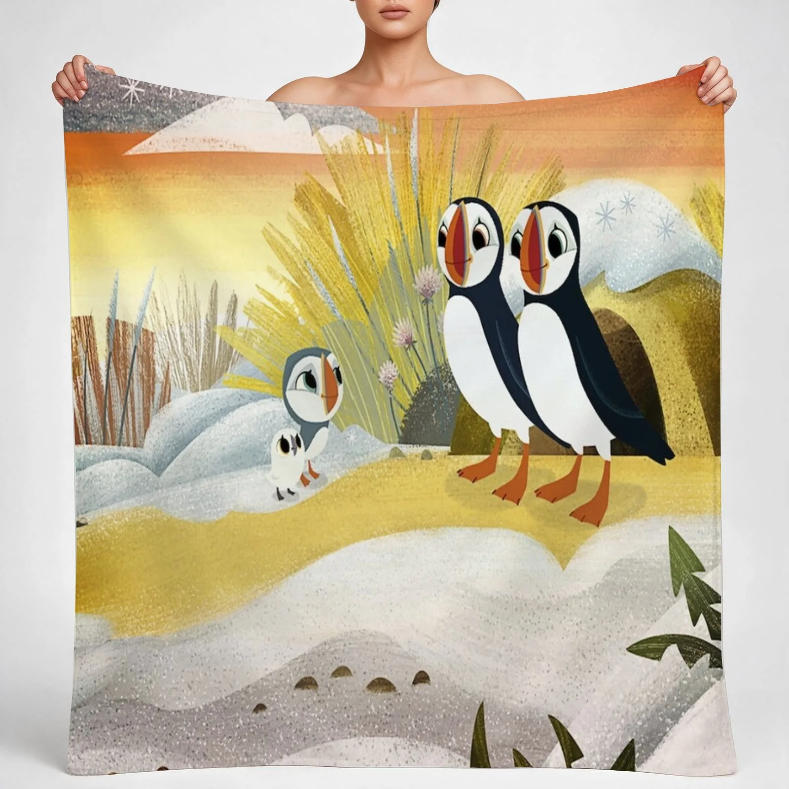 Puffin Rock gift for fans puffin rock characters Throw Blanket couch cozy soft plush fuzzy picnic outdoor blanket