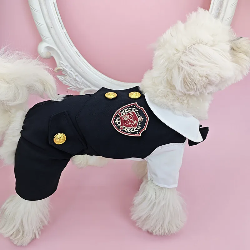 Elegant Striped British Style Suit for Dogs Top Rated Wedding Pet Tailcoat with Bow Tie Formal Wear for Small to Medium Dogs