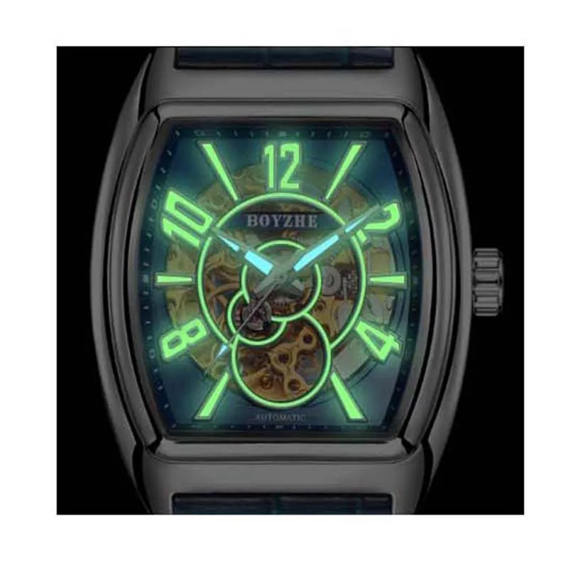 BOYZHE Men Business Watch Automatic Mechanical Wrist Watch Seagull Movement Strong Luminous Hands Waterproof Watches for Men