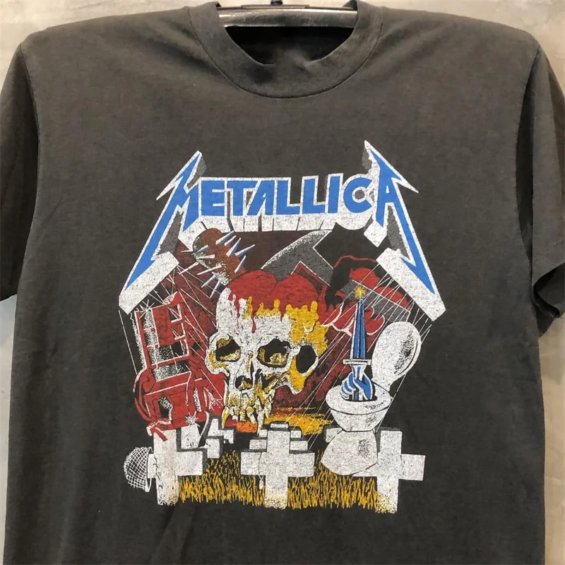 Loose Fit Band Printed Vintage Rock Punk Style Short Sleeve T-Shirt Unisex Streetwear Casual Cotton Tee for Men And Women