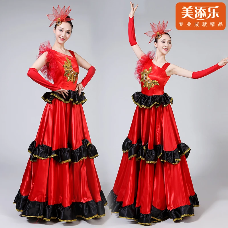 Spanish Bullfight Dress Flamenco Dance Performance Red Costume New Opening Dance Full-skirt for Adult Female Dancing Wear H533