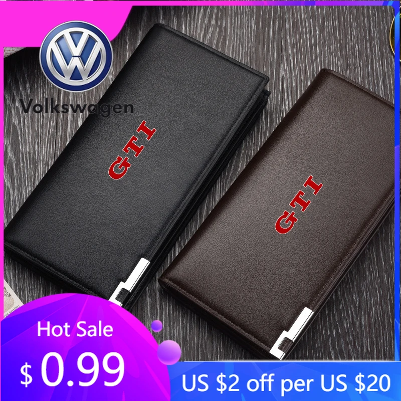 

Горячая новинка 2026: Кожаный кошелек для мужчин Volkswagen (VW) — держатель для наличных, кредитных карт, чековой книжки, монетница для VW GTI, Passat, Polo, Golf, Scirocco