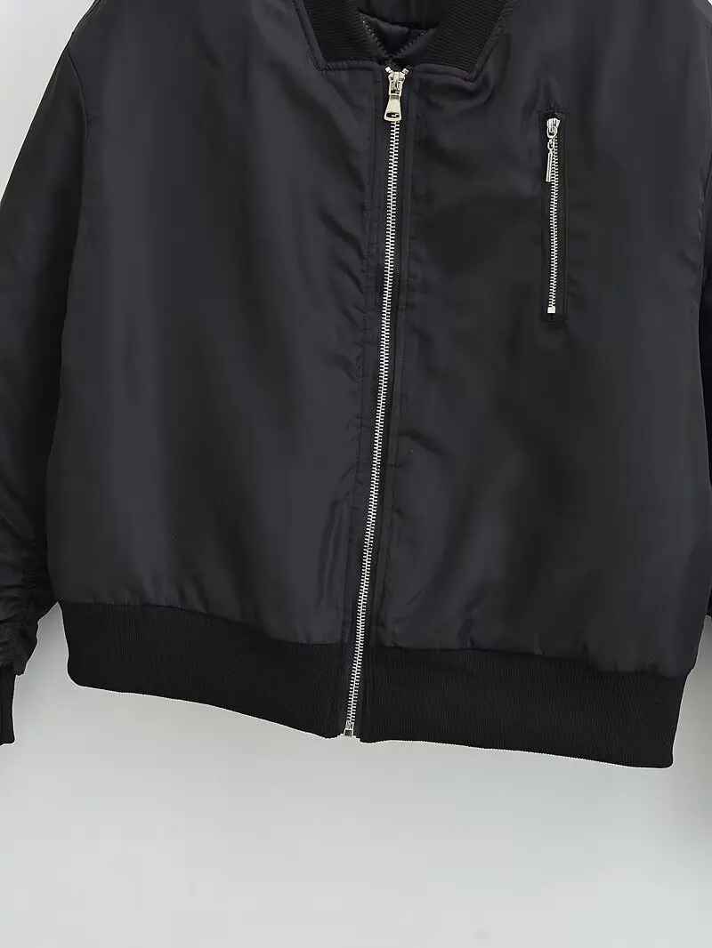 DiYiG mujer 2025 invierno nueva moda chaqueta con cuello levantado elegante abrigo de manga larga con cremallera prendas de vestir exteriores Mujer