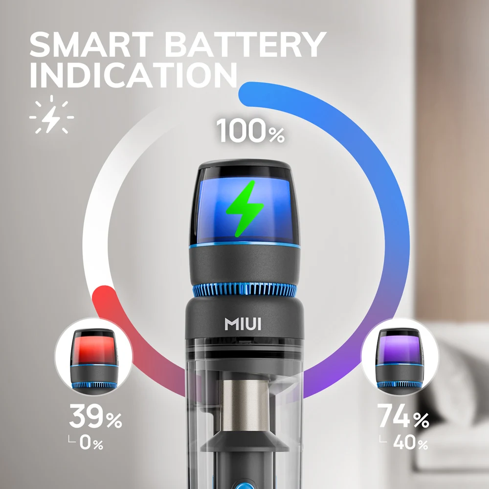 Беспроводной ручной пылесос MIUI со светодиодным дисплеем, 17 кПа, мощное всасывание до 40 минут, беспроводной пылесос для дома и автомобиля