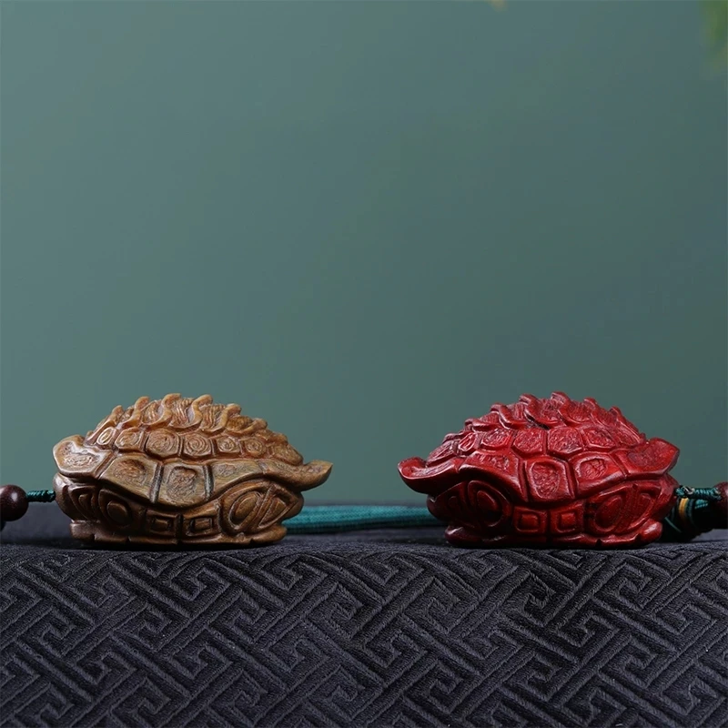 Rosewood Guaiacum Wood 6cm Turtle Shell Sculpture Pterocarpus Tinctorius Statue Lucky Tortoise Pendant Home Decor