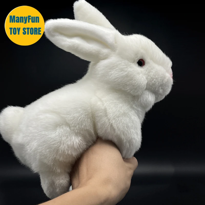 Realistic White Rabbit Plush Toy - Soft Lifelike Bunny Stuffed Animal, Hare Plushie, Cute Rabbit Simulation Doll Gift for Kids