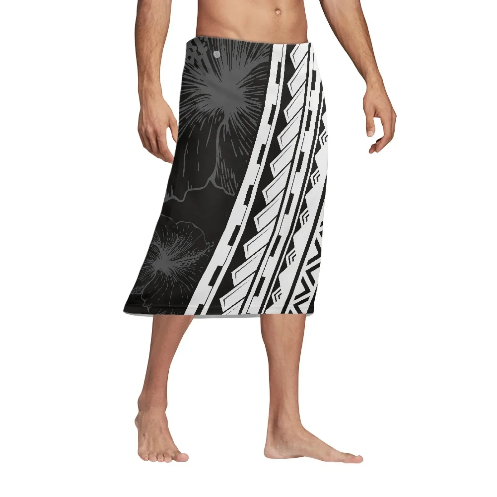 Polynesian Tribal Samoan Totem Tattoo Samoa Prints Men Loose Pool Knee Length Skirt Summer Art Vintage Tattoo Prints Beach Skirt