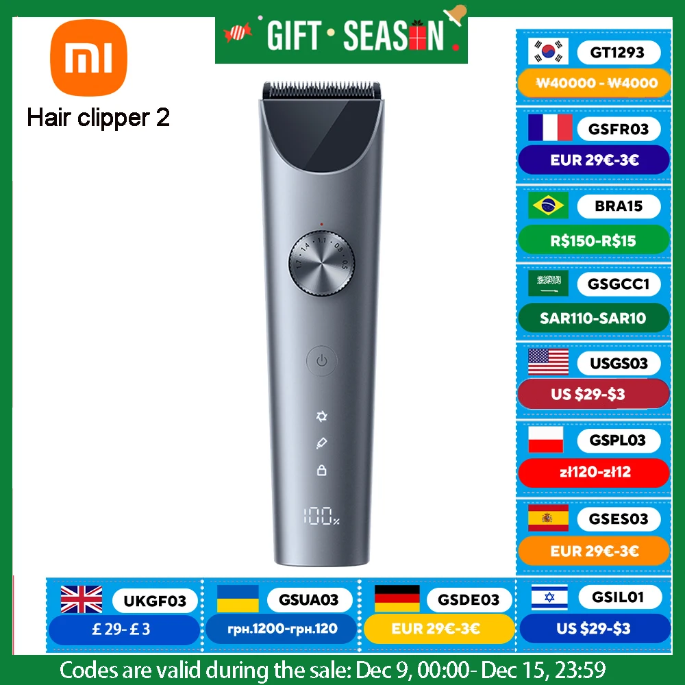 Mijia Hair Clipper 2 Household Wireless Trimmer Cutting Barber IPX7 Titanium Alloy Blade Men Sideburns Electric Shaver