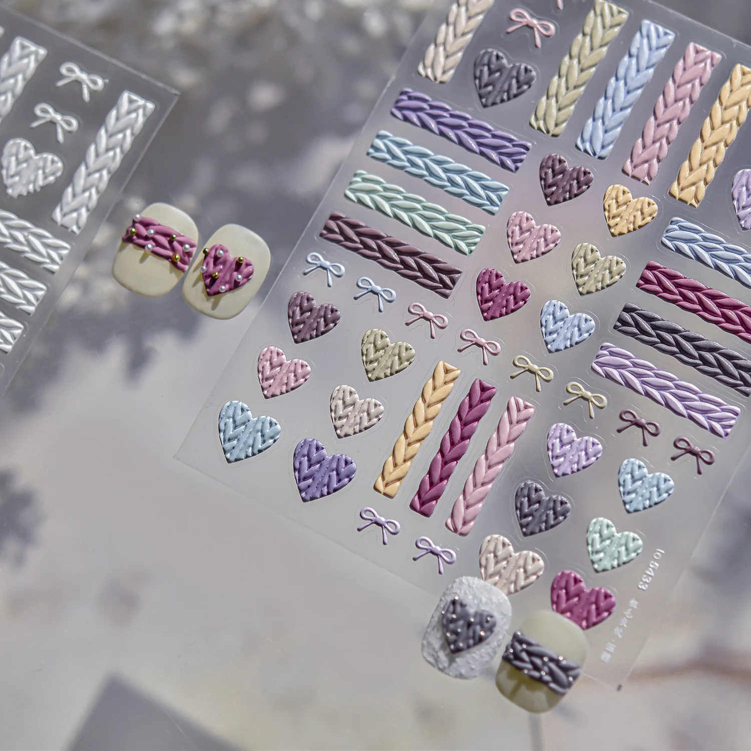 5D تنقش مسمار ملصقات الشتاء رائعة لطيف سترة الحب الانحناء مسمار الفن ملصقات الإكسسوارات لاصق الأظافر ثلاثية الأبعاد زينة DIY بها بنفسك #3
