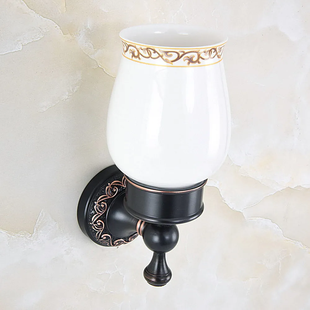 

Cup & Tumbler Holders Wall Mounted Toothbrush Cup Holder Oil Rubbed Bronze Bathroom Accessories Wall Decoration zba454