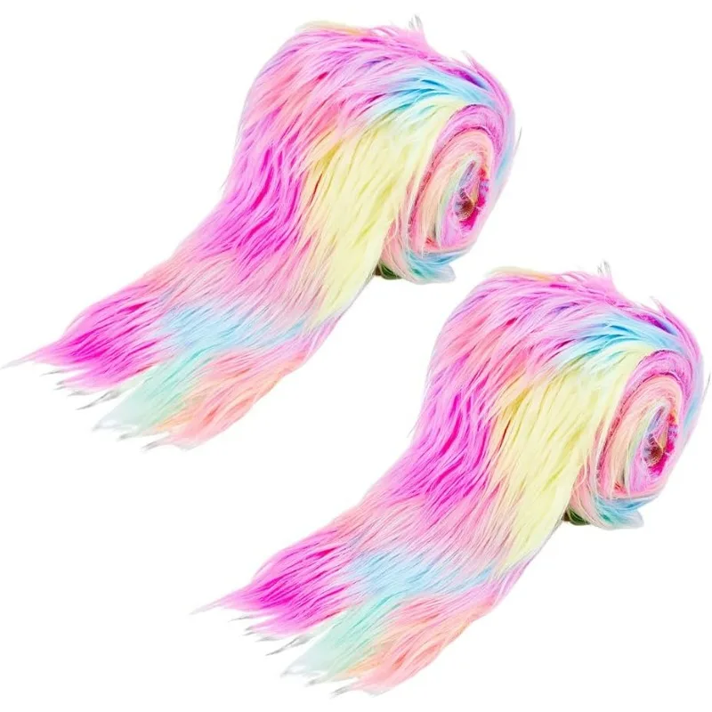 

2PCS Colorful 1.5m Faux Fur Fabric 5cm Wide Shaggy Synthetic Plush Fabric Fluffy Fuzzy Fur for Cosplay Costumes Gnome Beards