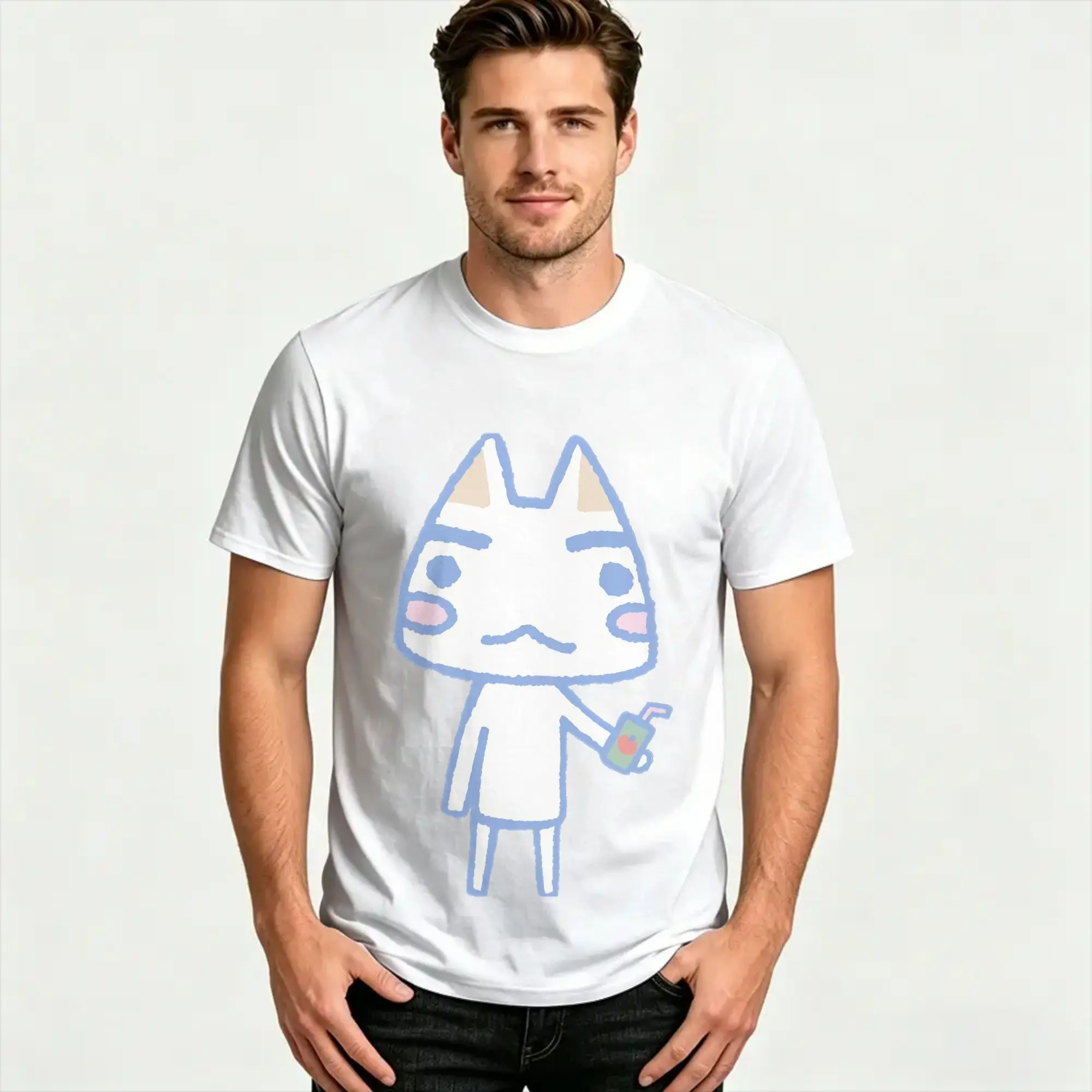 Vintage Toro Inoue Cat juice T-Shirts for Men Women Round Collar Pure Cotton T Shirt  Short Sleeve Tees Plus Size Clothes