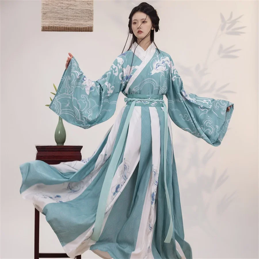 Hanfu verde rosso Costume estivo donna cinese tradizionale antico vestito da principessa orientale eleganza Tang Dynasty Dance Wear