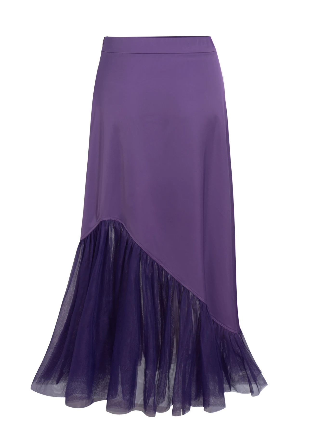 Damenkleid Frühling Sommer Lila Ombre Hohe Taille Unregelmäßige Überlappung Plissierter Tüll Maxi Eleganter Rock – Detail 3