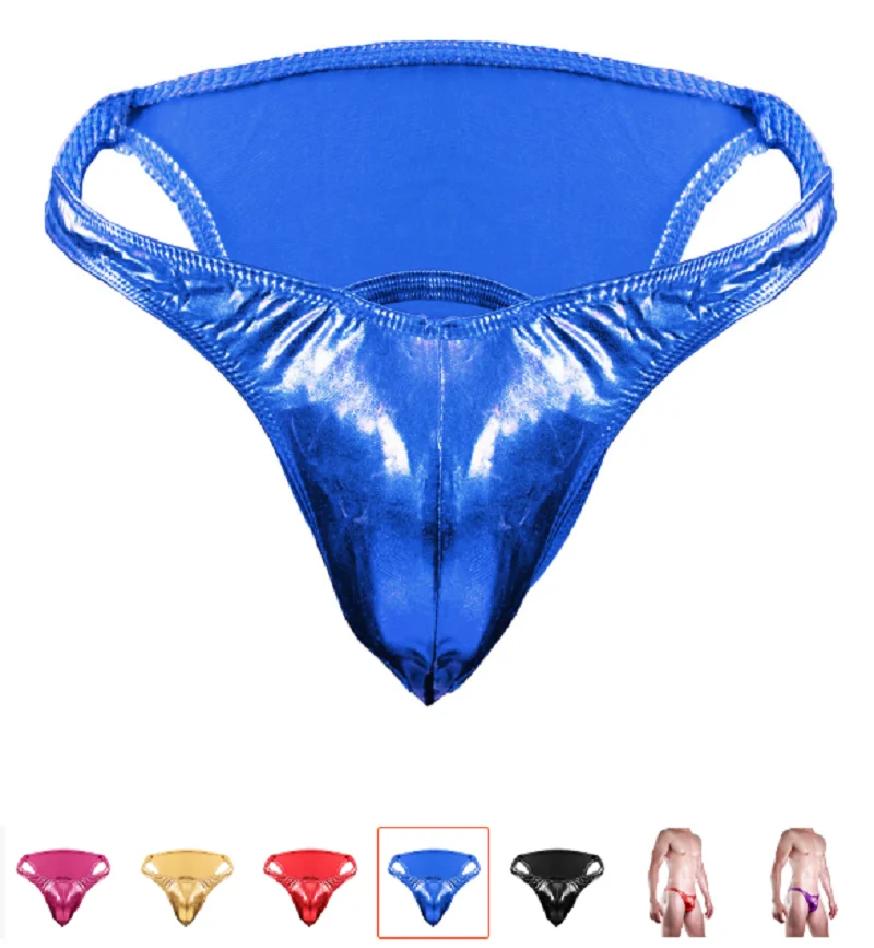 Sexy faux leather male panties three-dimensional cut bulges mens PU pant briefs thongs