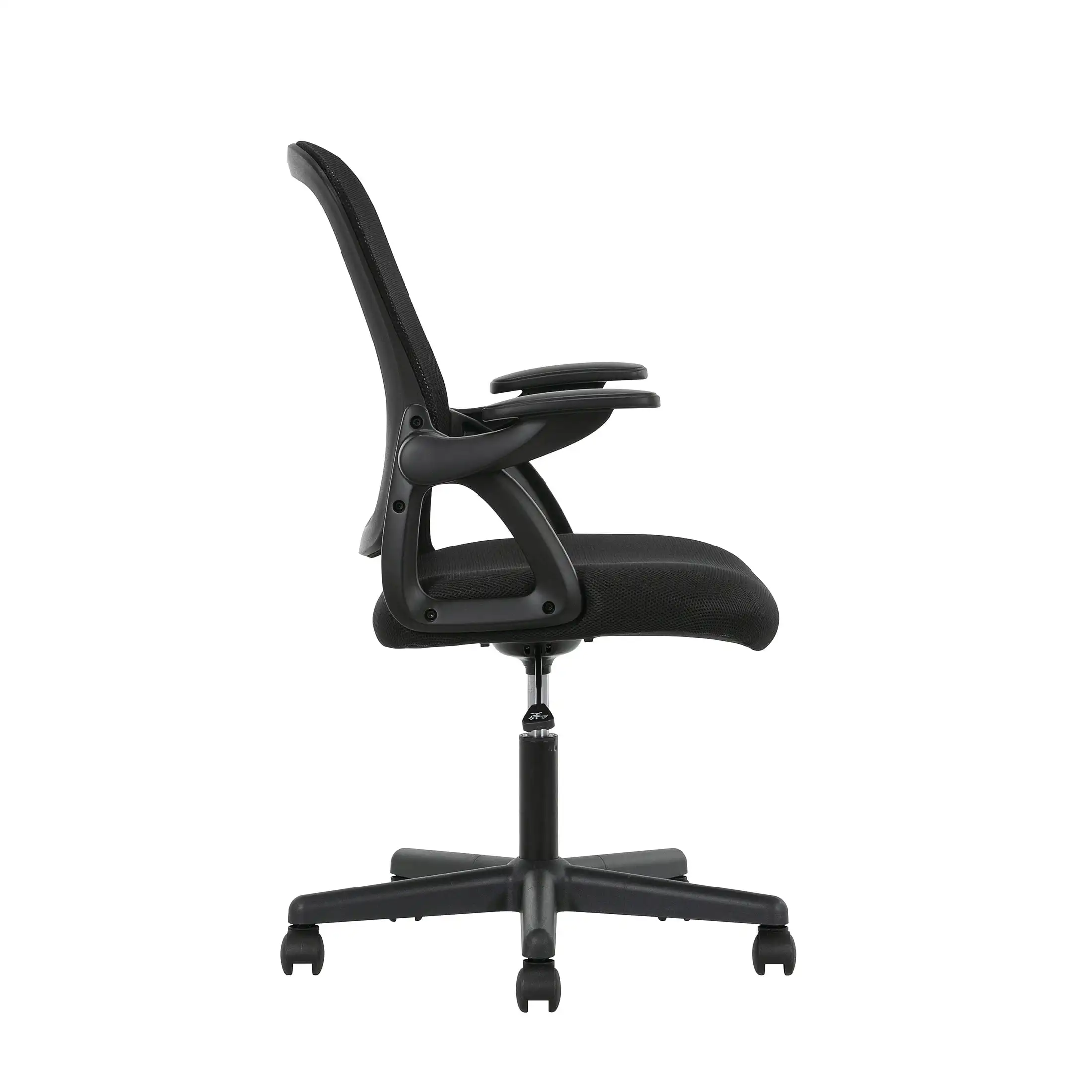 Chaise de bureau ergonomique à dossier en maille, bras rabattables, tissu noir, 275 lb