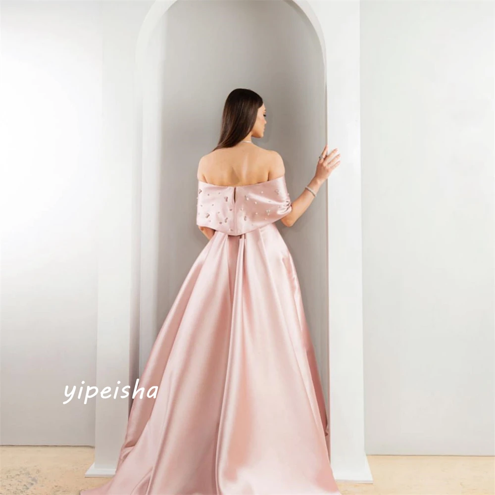 Customized Ball    Elegant Exquisite Off-the-shoulder  Gown Celebrity es Beading Charmeuse Evening