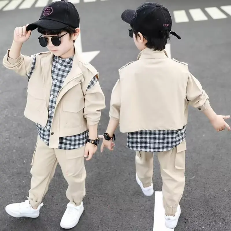 Kids Clothes Boys Spring Set For Baby Boys2024 Clothing Set Vest Shirt And Pants 3PCS Sport Suit Outfits