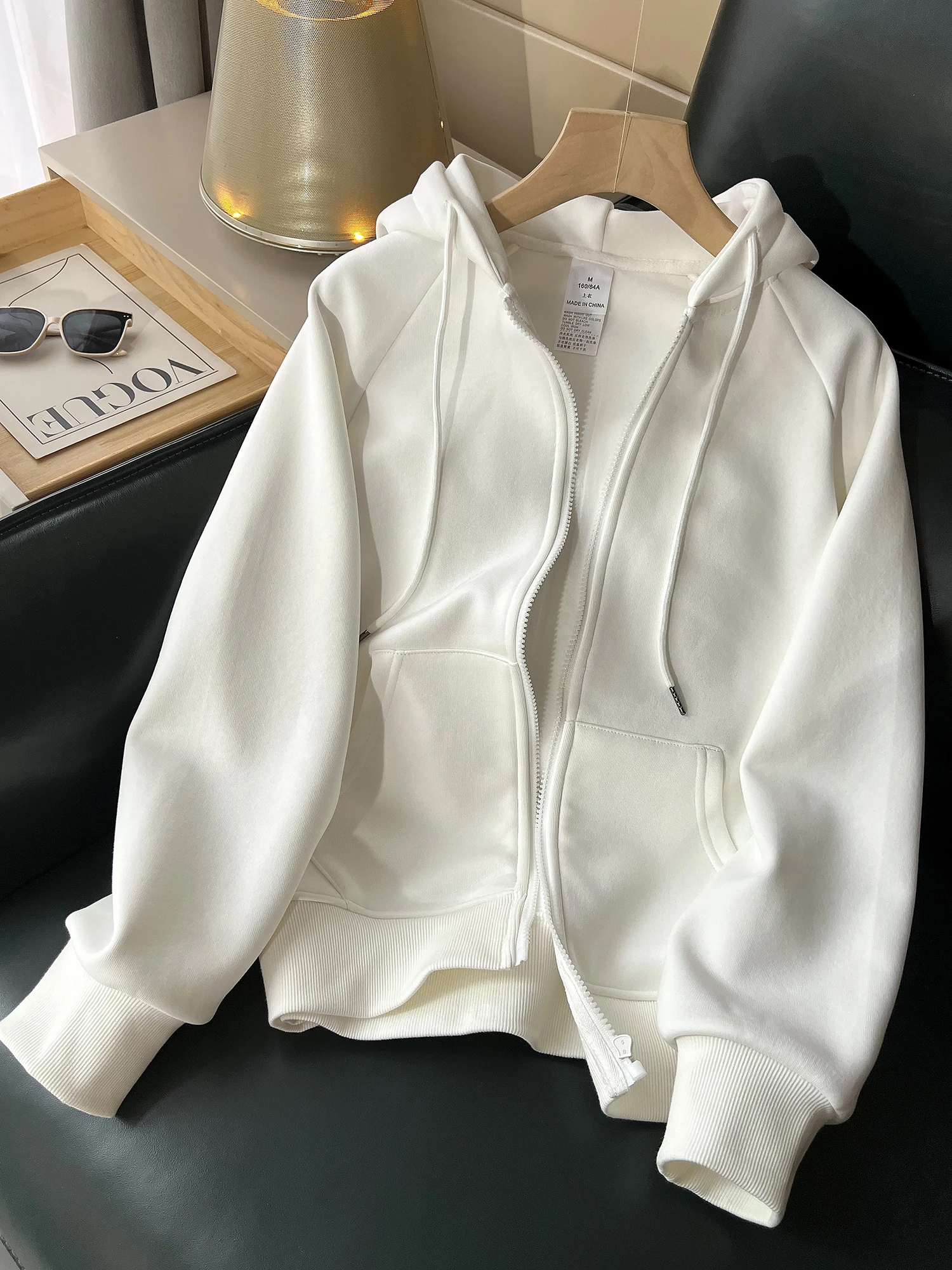 

Women's Fleece Lined Hooded Jacket Zipper Cardigan Long Sleeve Thickened Casual Sporty Versatile Autumn Winter New Style