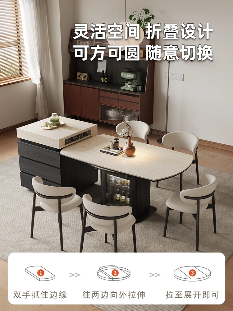 Modern simple style household retractable square and circle dual-purpose dining table kitchen island