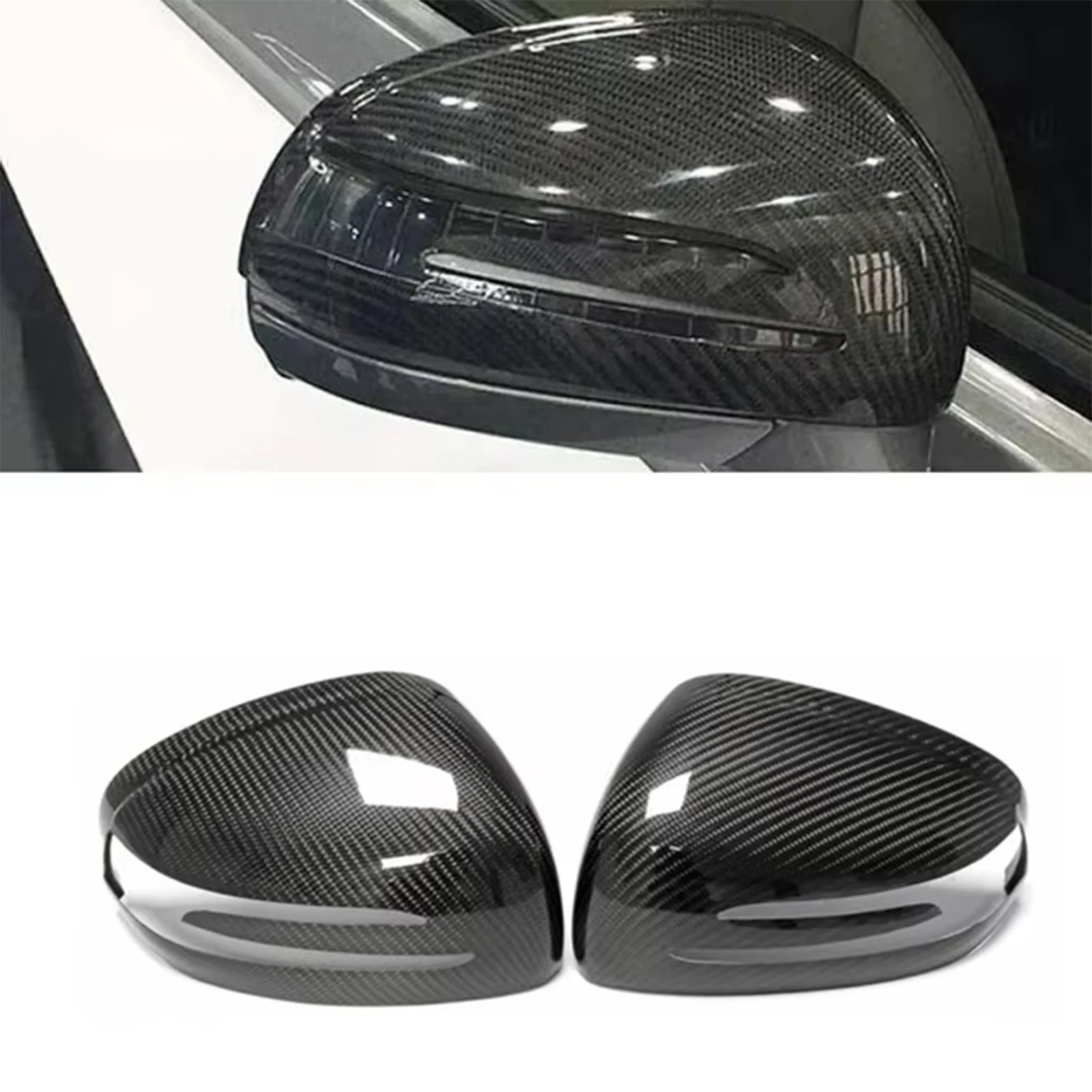 Carbon Fiber Side View Mirror Cover Caps Compatible for SLK R172 R231 C197 C190 2011-2022 2PCS L+R Side Replacement Mirror Caps