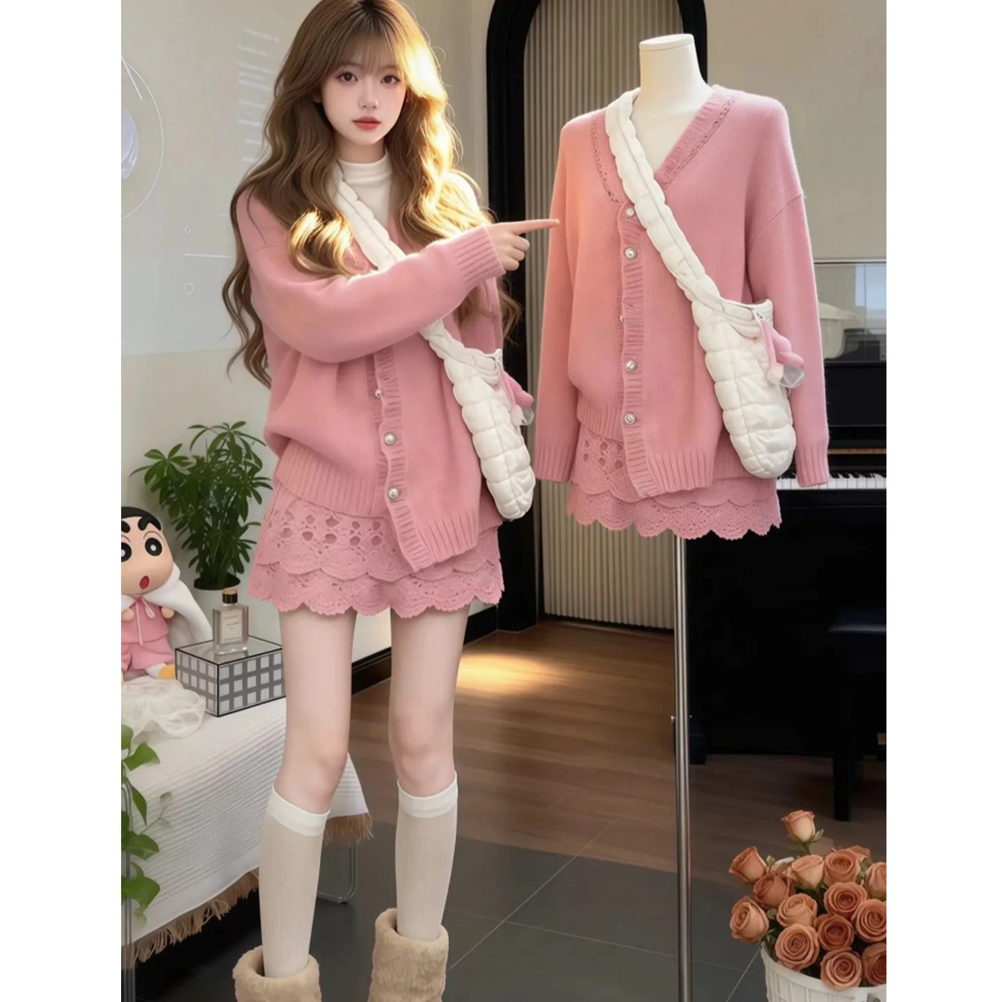 Authentic High-Quality Korean Style Small Fragrance Fashion Set Women's Two-Piece Suit Autumn Winter New Style Casual Sportswear