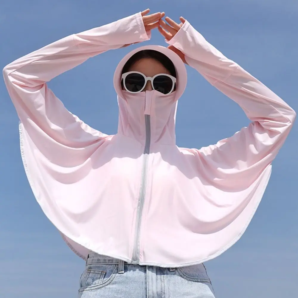 Long Sleeve Sun Protection Jacket Hoodie UV Protection Thin Ice Silk Sun Shirt Breathable Lightweight Sun Protection Clothing