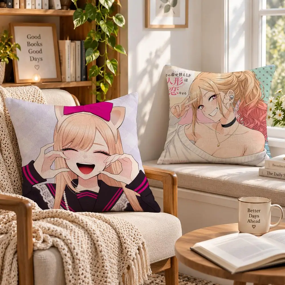 Character Anime M-Marin Kitagawa Cushion Cover Soft Short Cover Washable Sofa Bed Dorm Garden Home Office Chair Decor