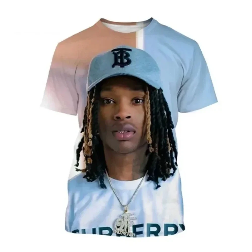 King VI-camiseta masculina de rapper de hip-hop impressa em 3D, manga curta, gola redonda, unissex, estilo harajuku, streetwear, blusa casual